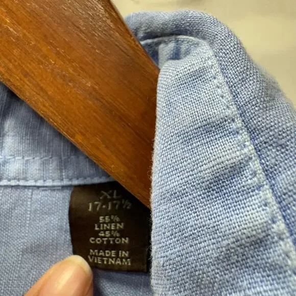 Tasso Elba Island Linen Blend Men’s Shirt sz XL Blue #G930 - Picture 3 of 9